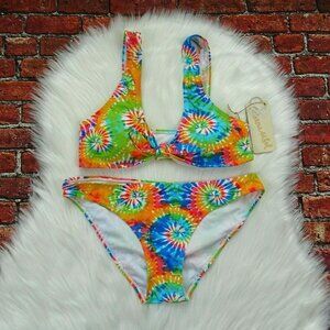 Cabana Del Sol Tie-Dye Swimwear 2-Piece Set Bikini Top & Bottoms NWT M